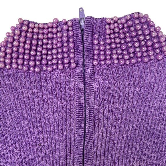 Vintage 90s Purple Silk Beaded Classy Fairycore Sleeveless Knit Tank Top / Small - Picture 7 of 8